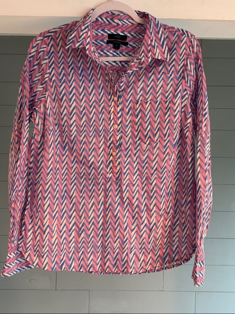 J. Crew Pink & Blue Chevron Button-Down Shirt